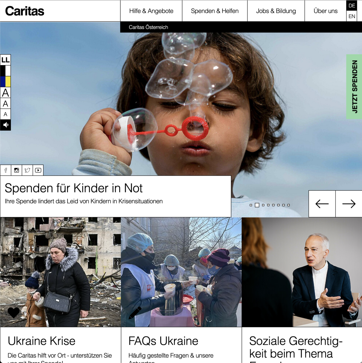 caritas.at Screenshot